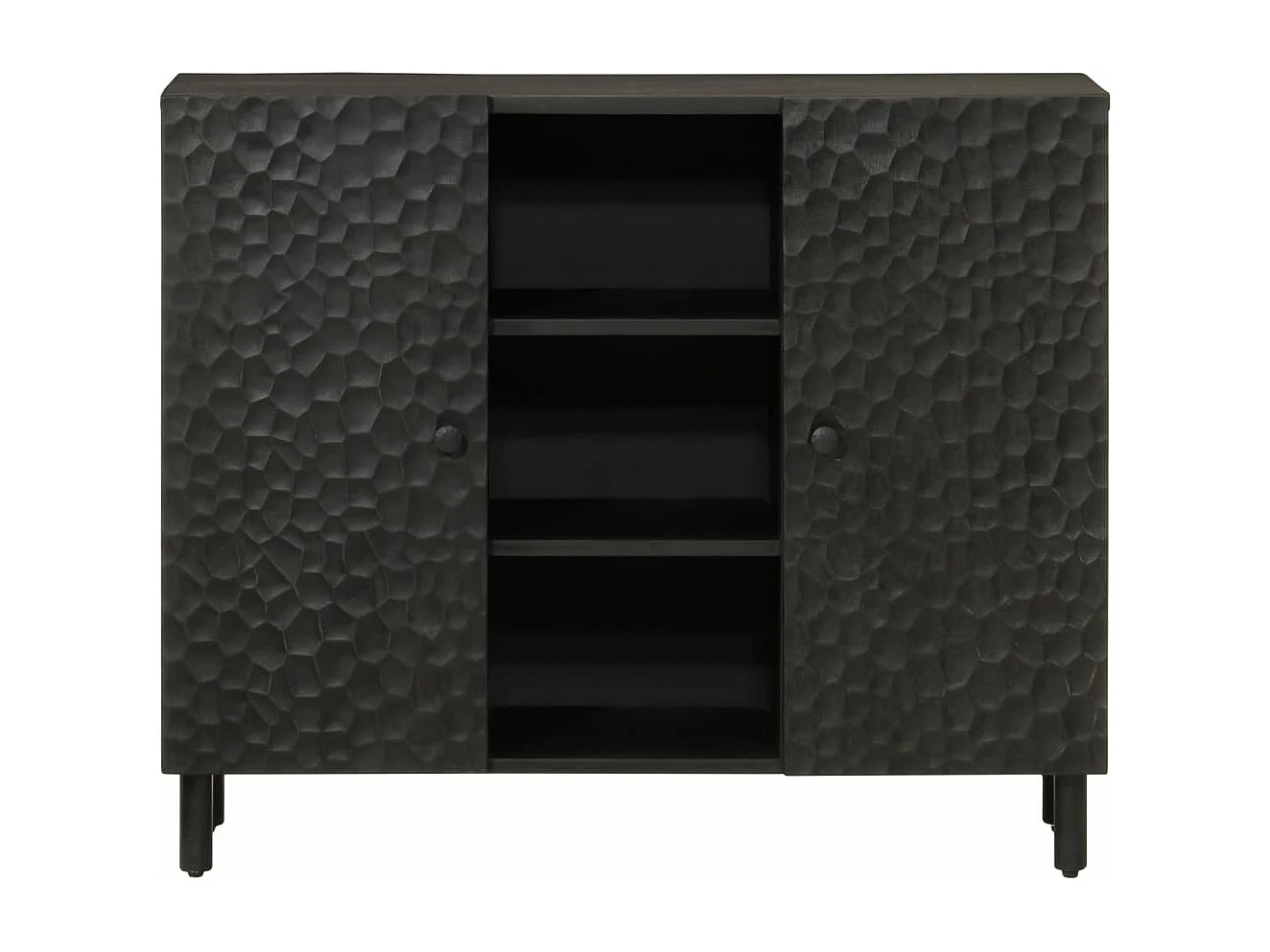 Armoire latérale noir 90x33x75 cm bois massif de manguier FR14116