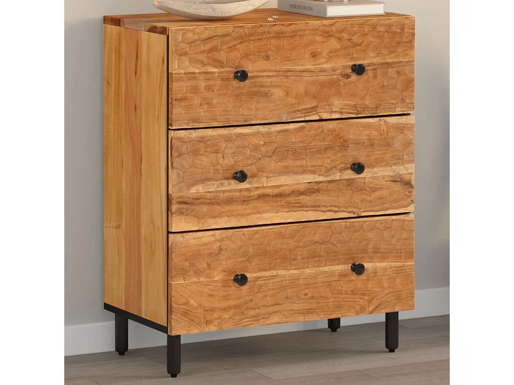 Armario auxiliar madera maciza de acacia 60x33x75 cm ES228466