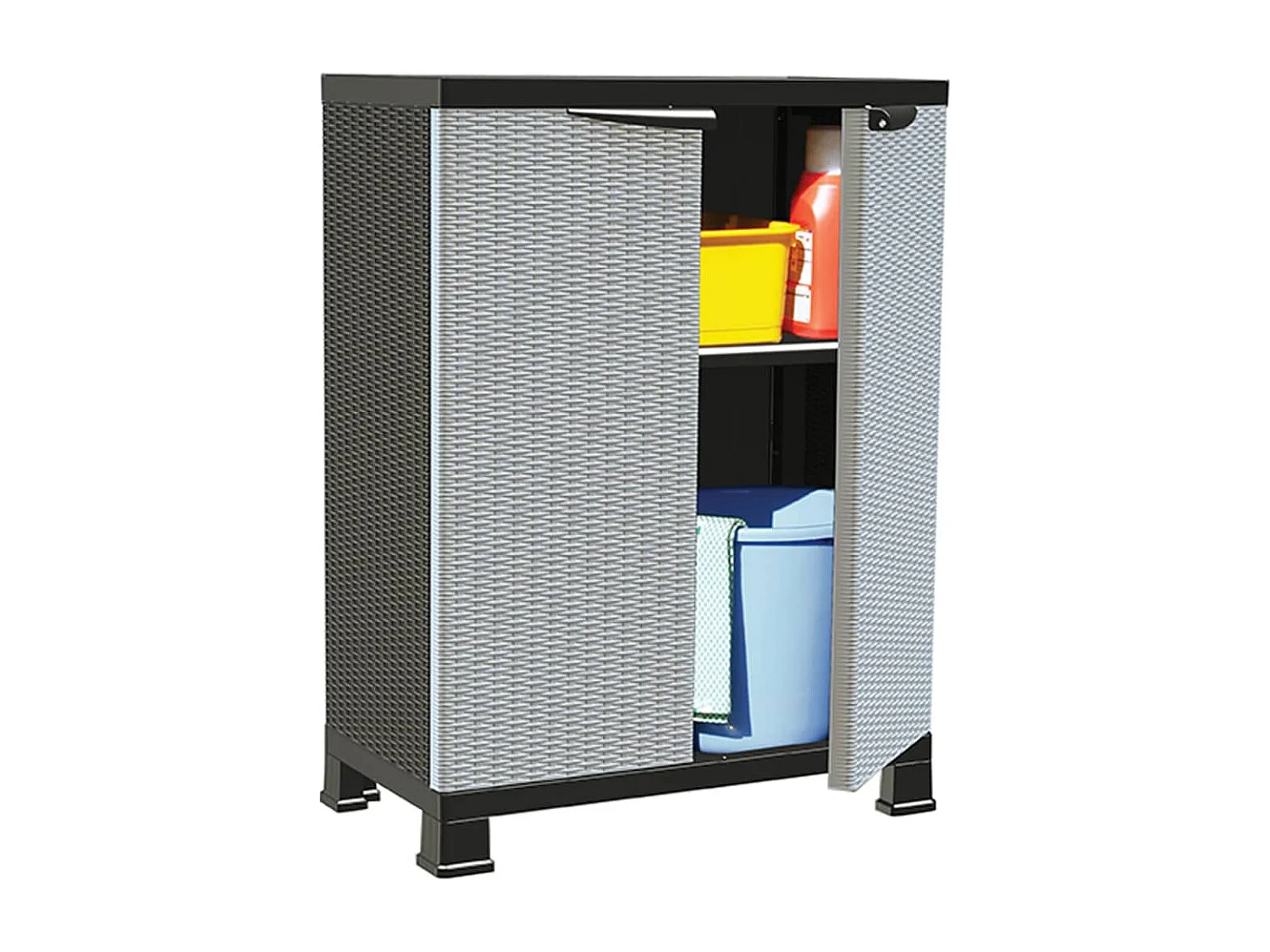 Armário de plástico 68x39x92 cm design em vime PT443864