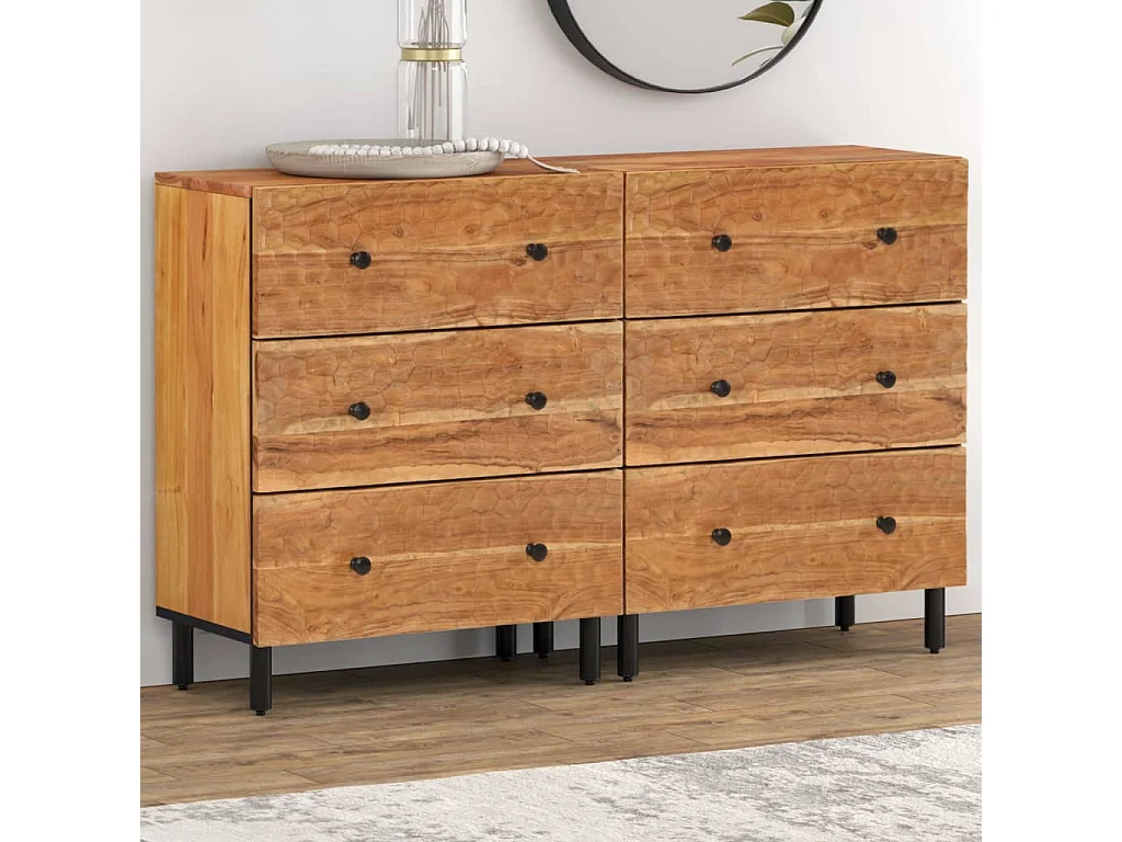 Bijzetkasten 2 st 60x33x75 cm massief acaciahout BE921149