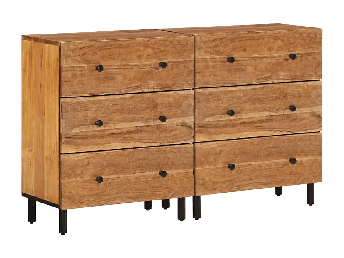 Bijzetkasten 2 st 60x33x75 cm massief acaciahout BE921149