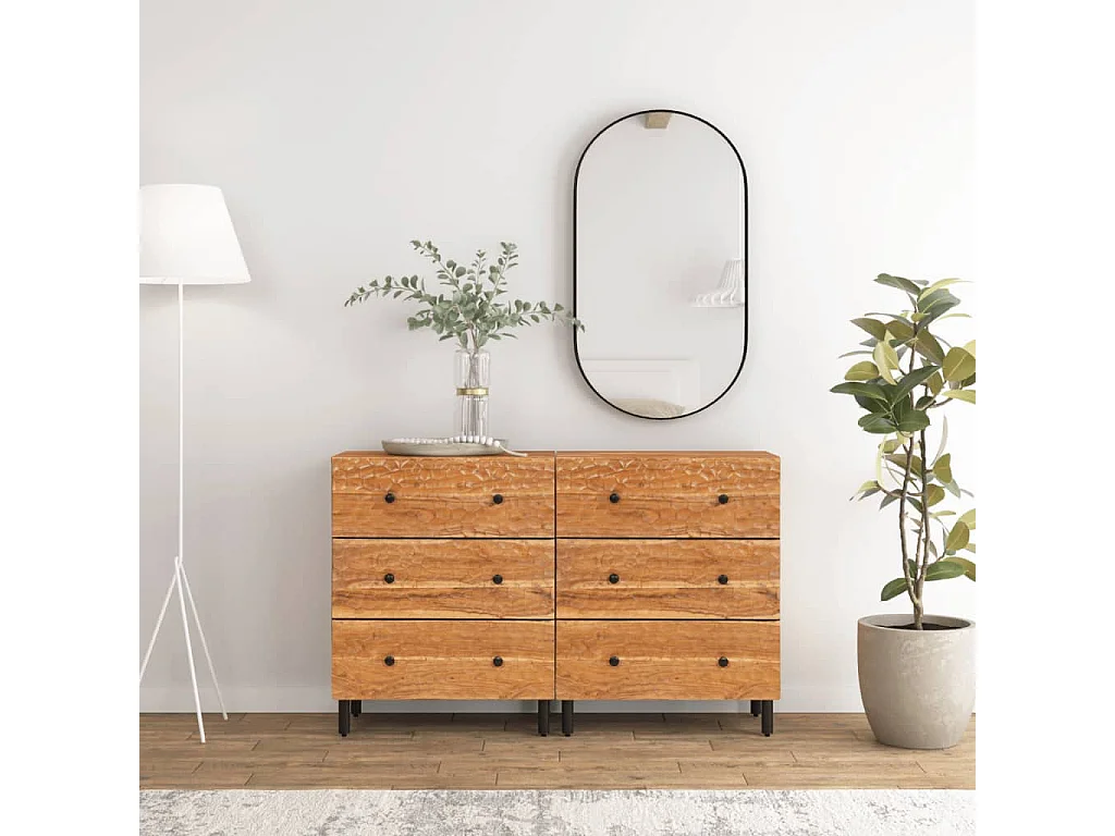 Bijzetkasten 2 st 60x33x75 cm massief acaciahout BE921149