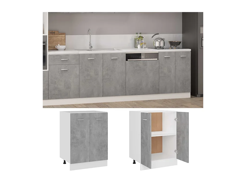 Armoire de plancher Gris béton 60x46x81,5 cm Bois d’ingénierie FR52082