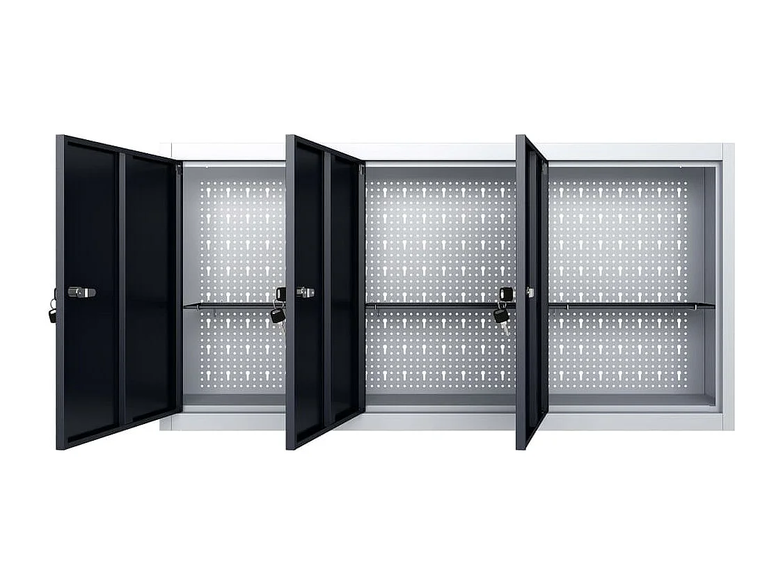 Armoire à outils murale Style Industriel Métal Gris et noir FR85417