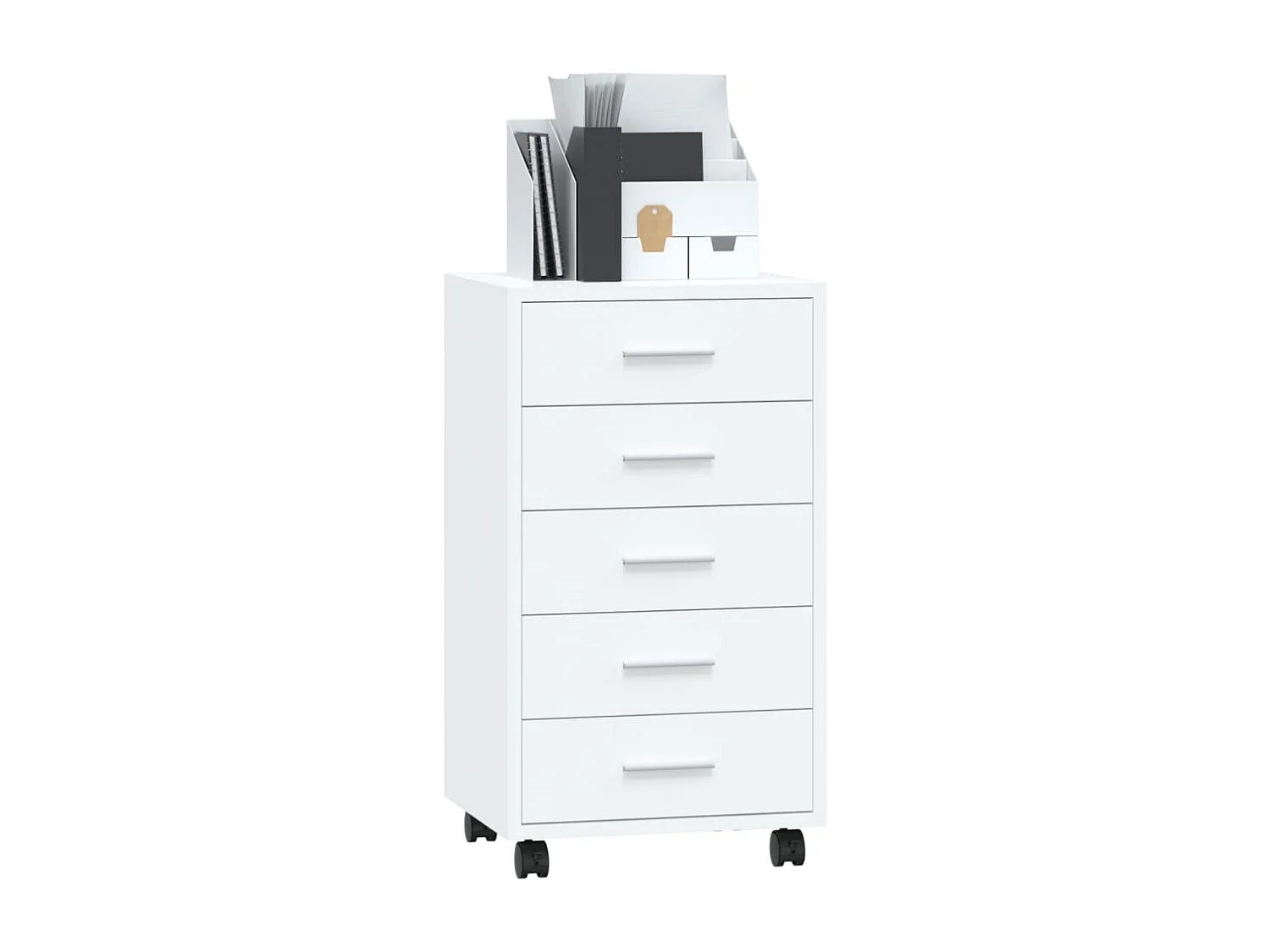 Armoire à tiroirs avec roulettes Blanc brillant Bois ingénierie FR93609
