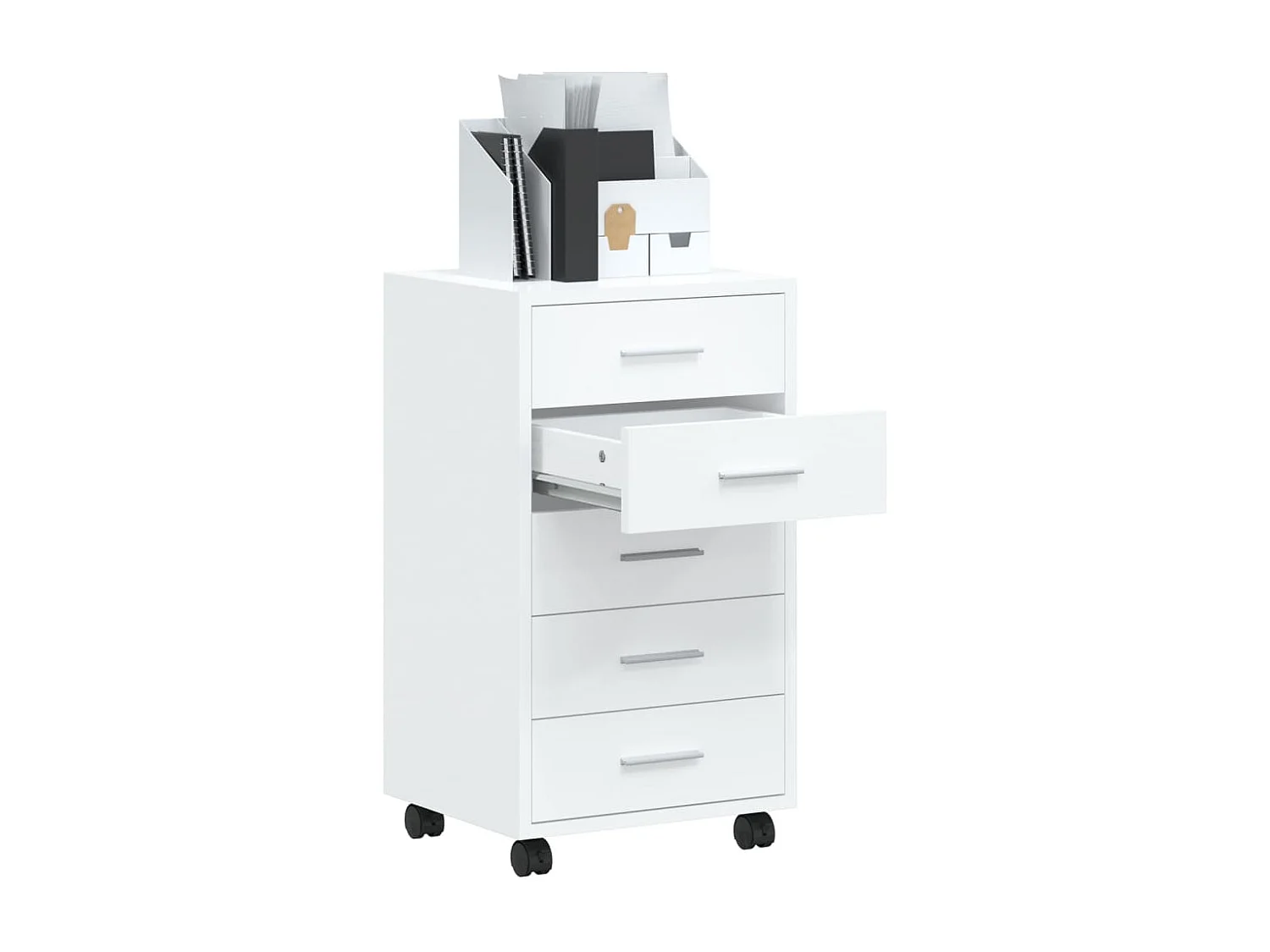Armoire à tiroirs avec roulettes Blanc brillant Bois ingénierie FR93609