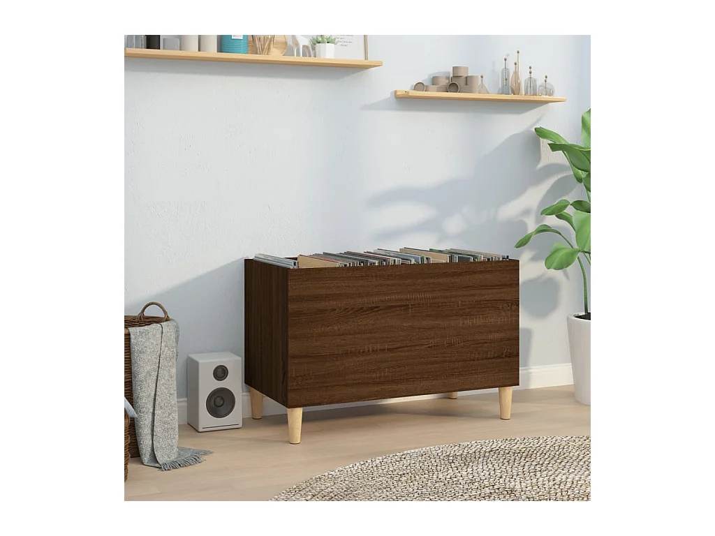 Platenkast 74,5x38x48 cm bewerkt hout bruin eikenkleur BE290191