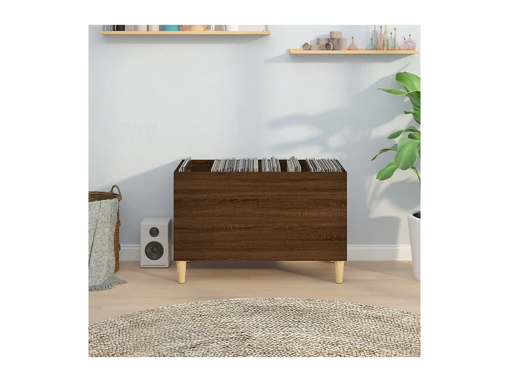 Platenkast 74,5x38x48 cm bewerkt hout bruin eikenkleur BE290191