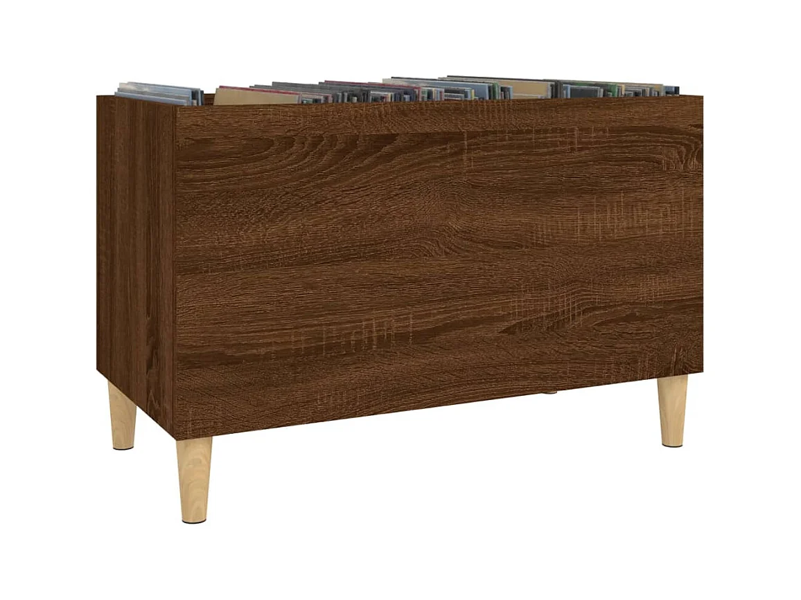 Platenkast 74,5x38x48 cm bewerkt hout bruin eikenkleur BE290191