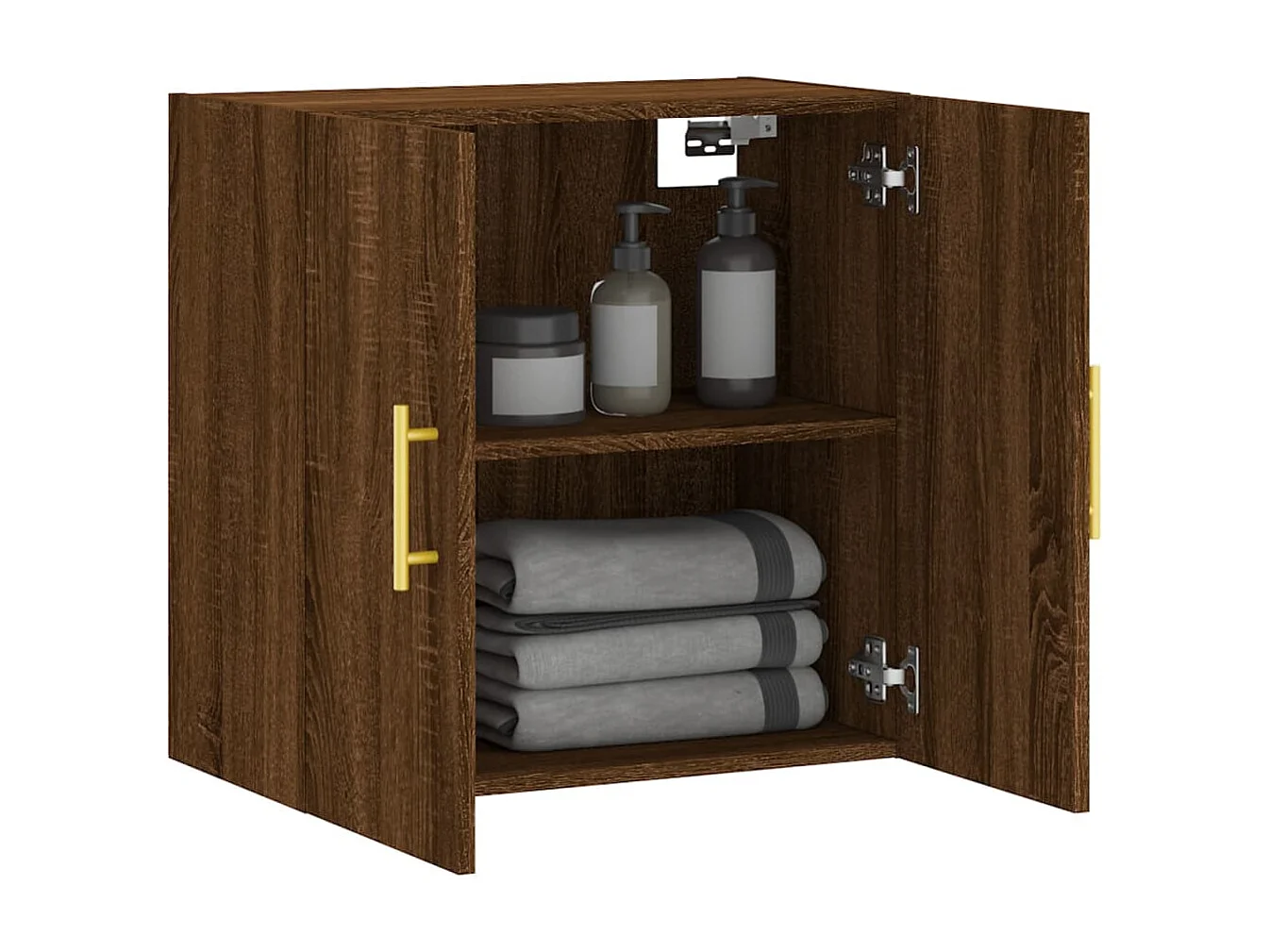 Wandkast 60x31x60 cm bewerkt hout bruin eikenkleur BE330398