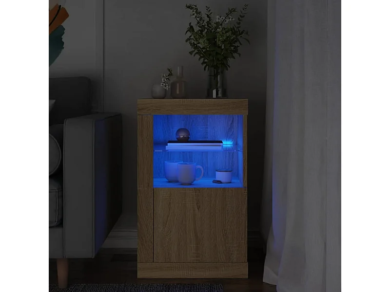 Armoire latérale avec lumières LED chêne sonoma FR58189