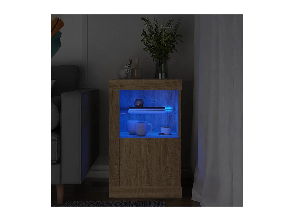 Armoire latérale avec lumières LED chêne sonoma FR58189