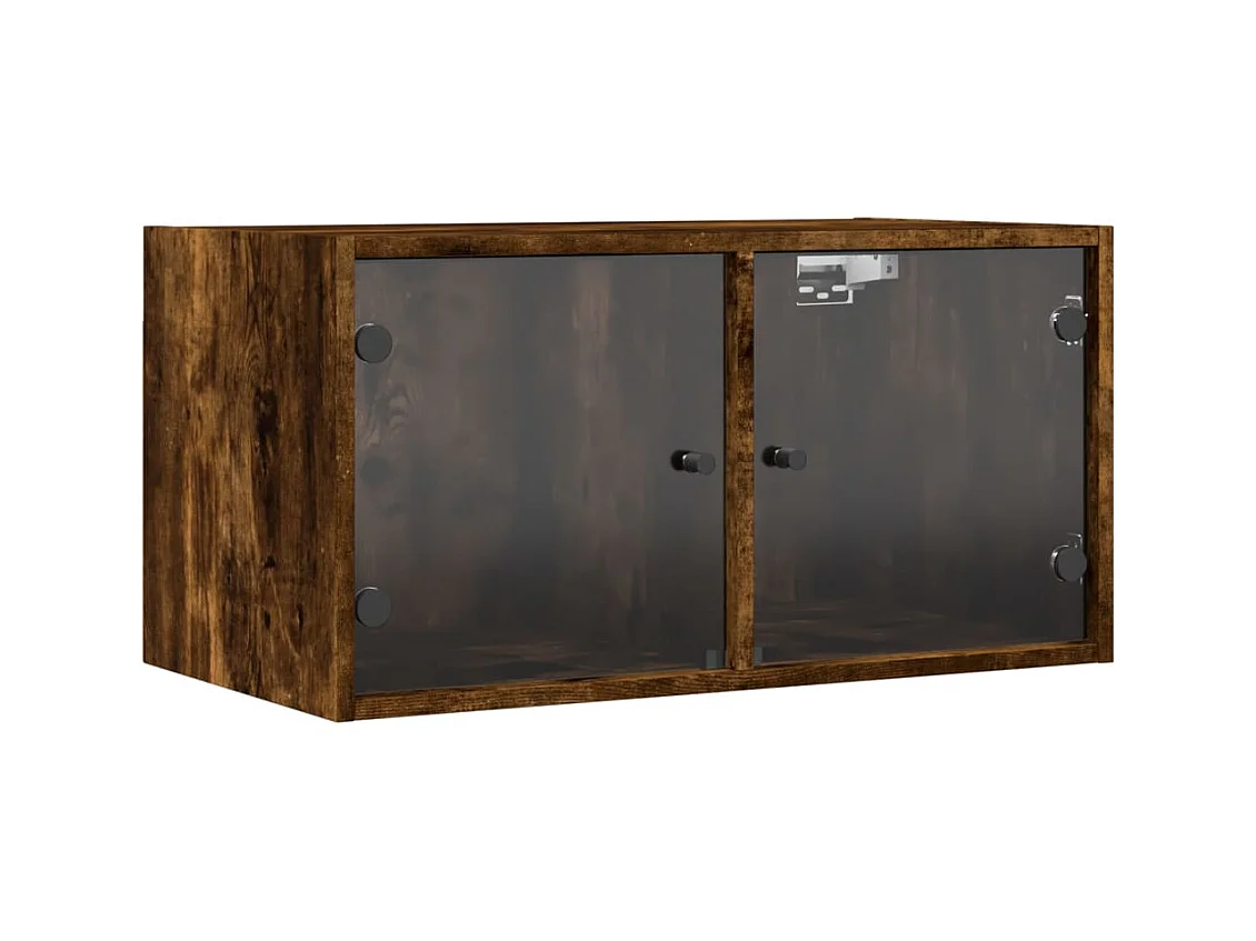 Armoire murale avec portes en verre chêne fumé 68,5x37x35 cm FR29669