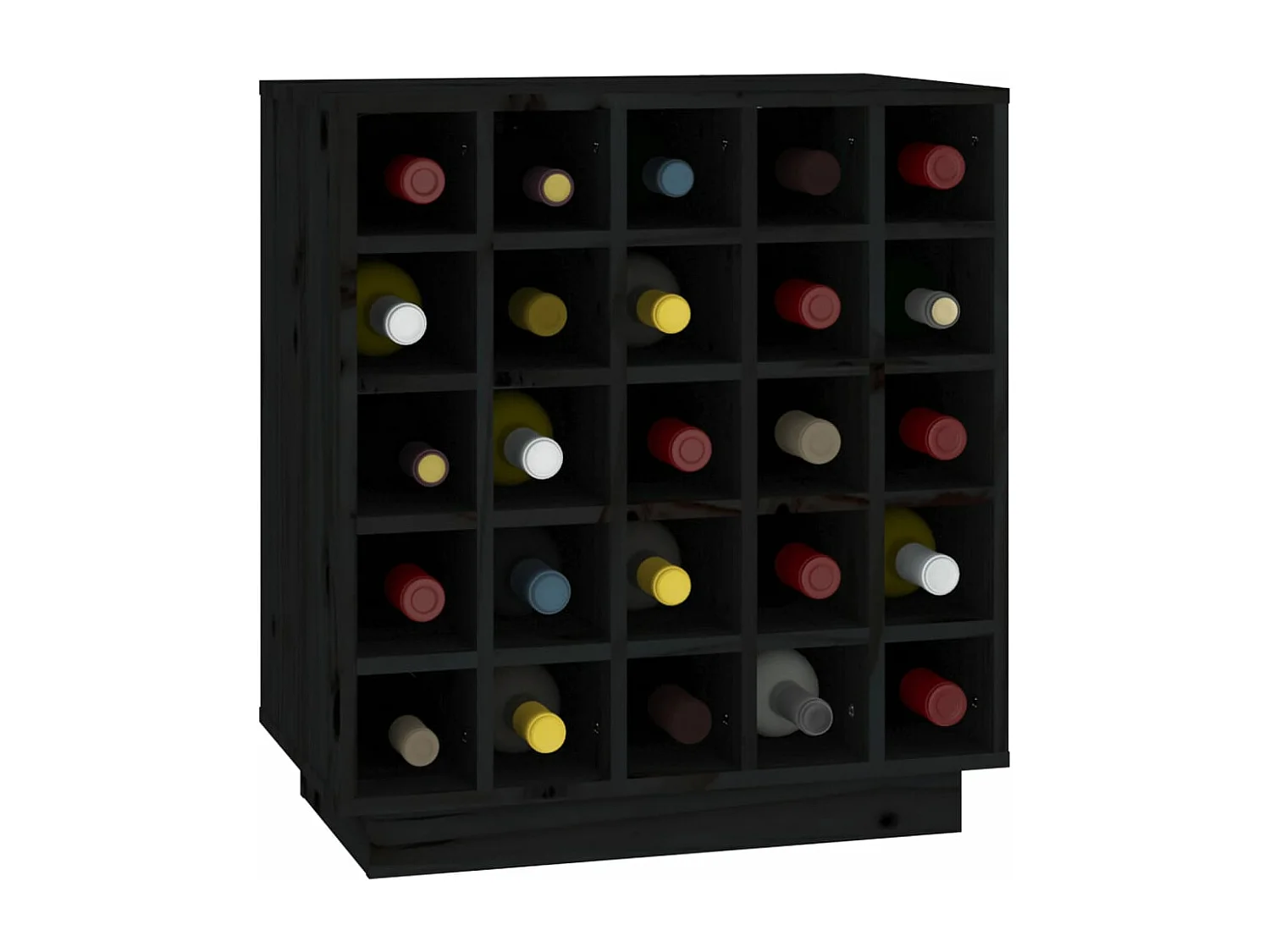 Armoire à vin Noir 55,5x34x61 cm Bois de pin massif FR86535