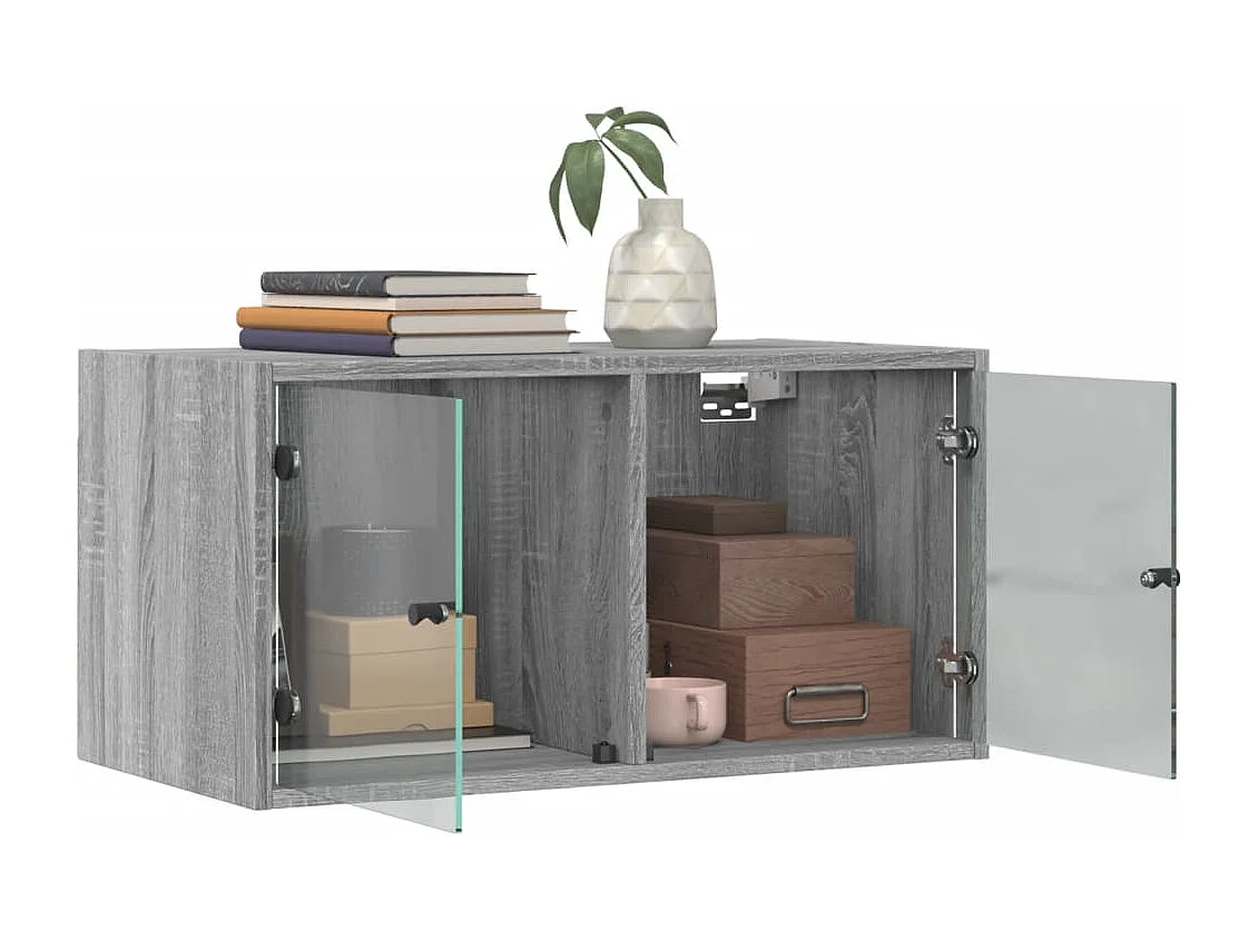 Armoire murale avec portes en verre sonoma gris 68,5x37x35 cm FR16516