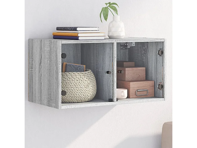 Mueble de pared puertas de vidrio gris Sonoma 68,5x37x35 cm ES686991