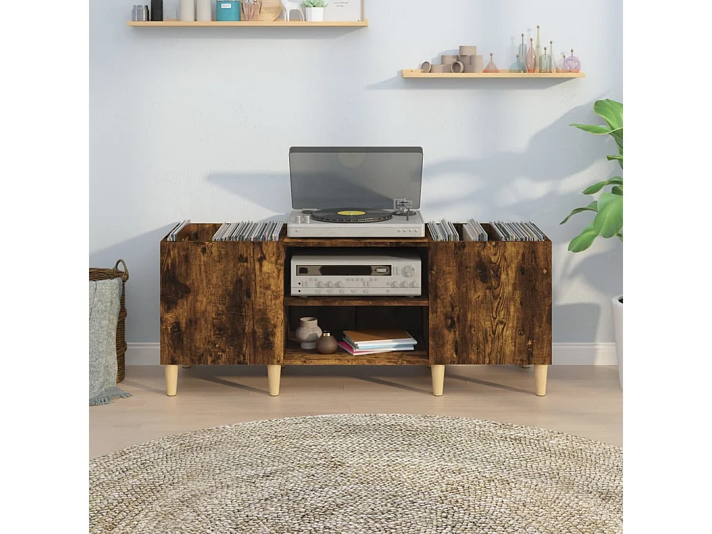 Armário p/ discos 121x38x48 cm deriv. madeira carvalho fumado PT954100