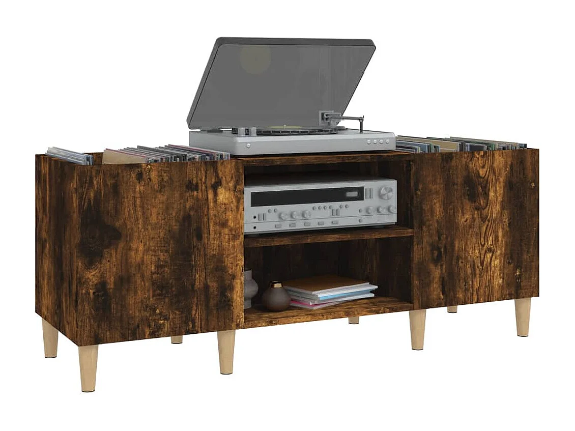 Armário p/ discos 121x38x48 cm deriv. madeira carvalho fumado PT954100