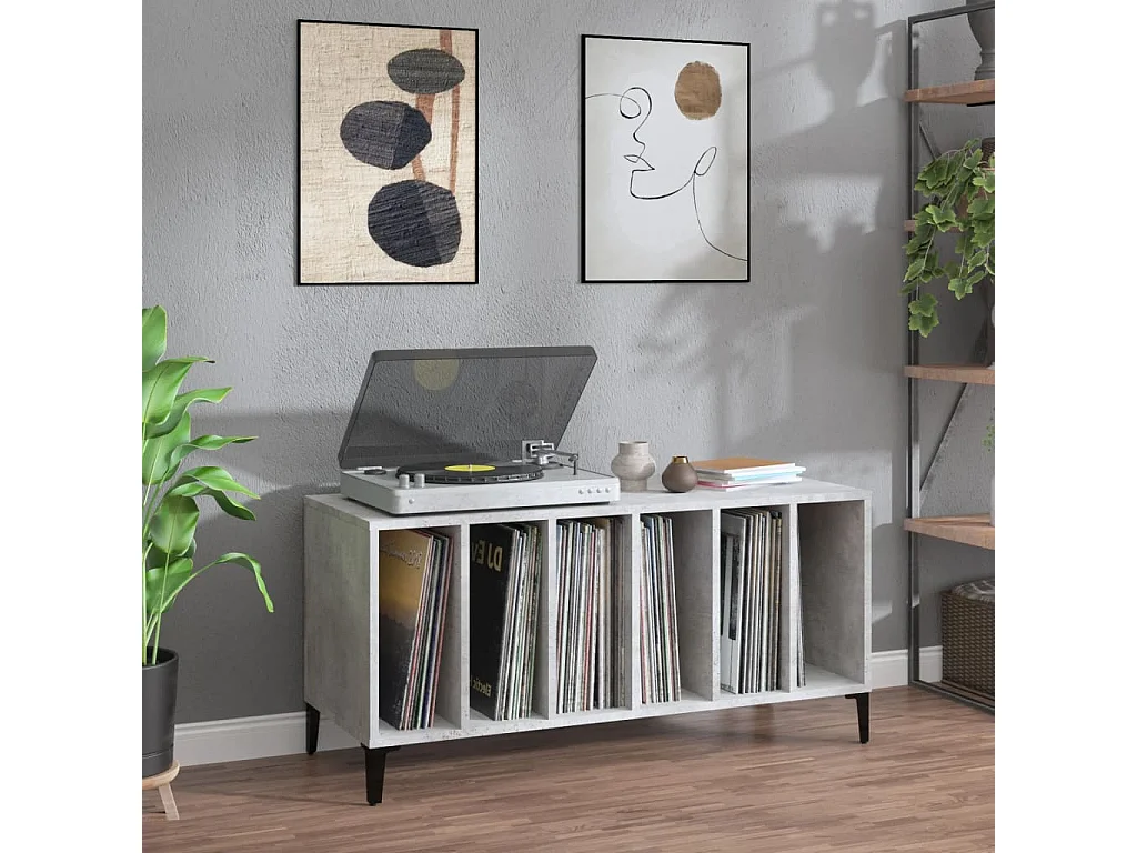 Armoire à disques gris béton 100x38x48 cm bois d'ingénierie FR22441