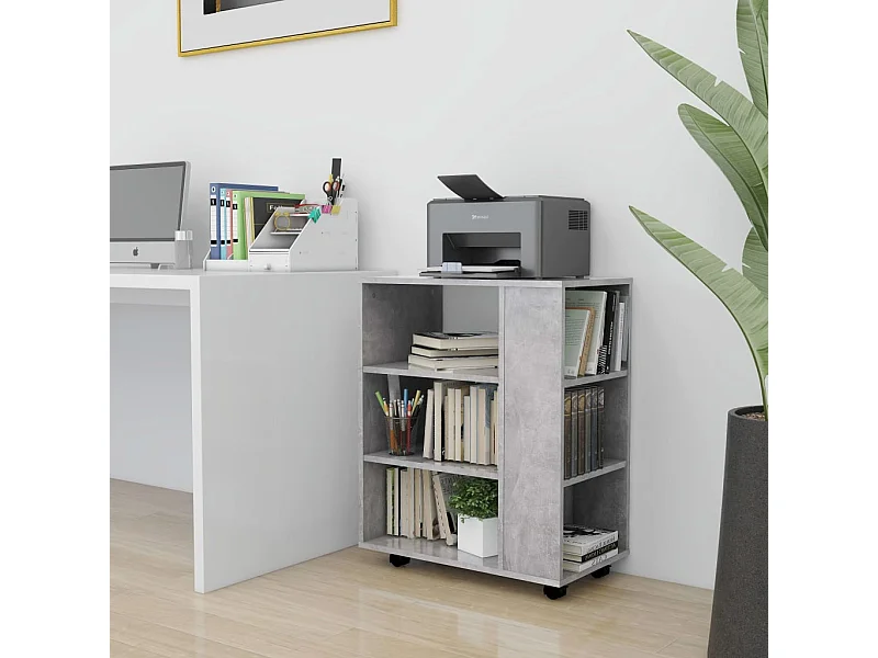 Armario ruedas madera contrachapada gris hormigón 60x35x75 cm ES368882