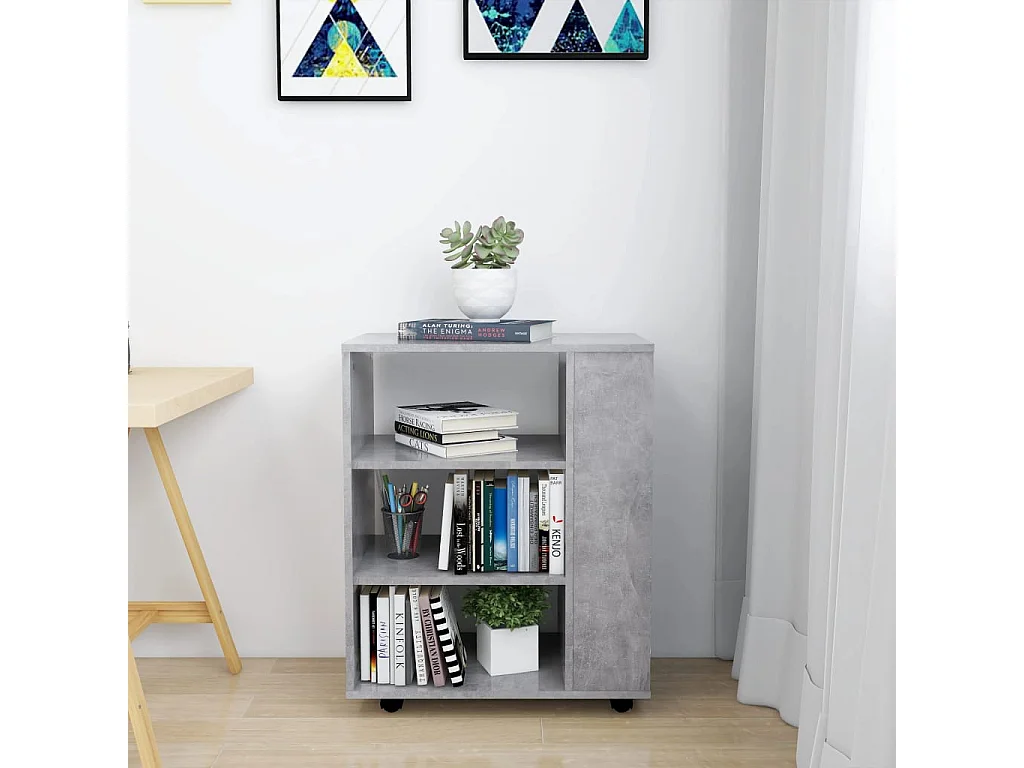 Armoire à roulettes Gris béton 60x35x75 cm Aggloméré FR10509