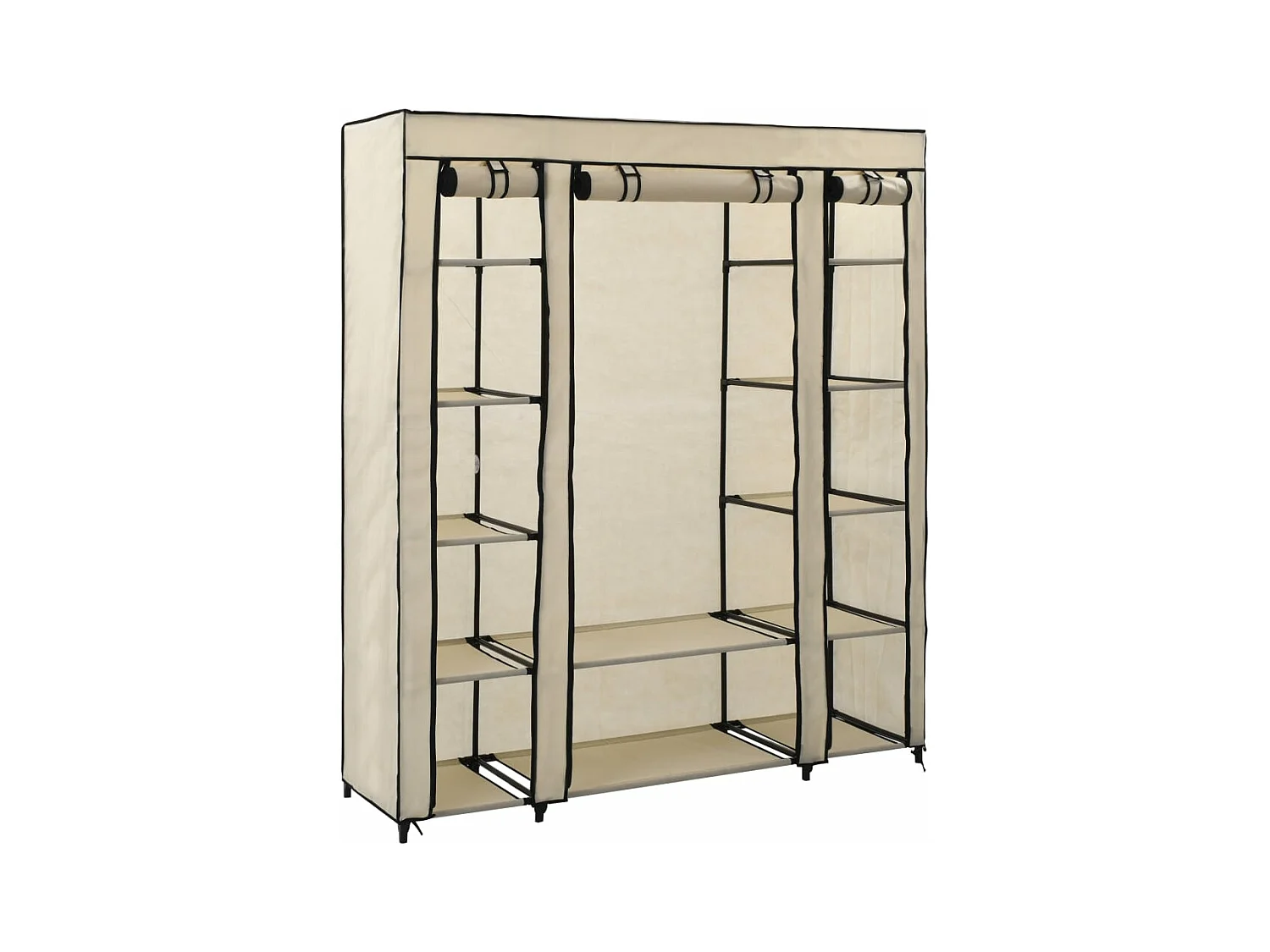 Armoire avec compartiments et tiges Crème 150x45x176 cm Tissu FR32748