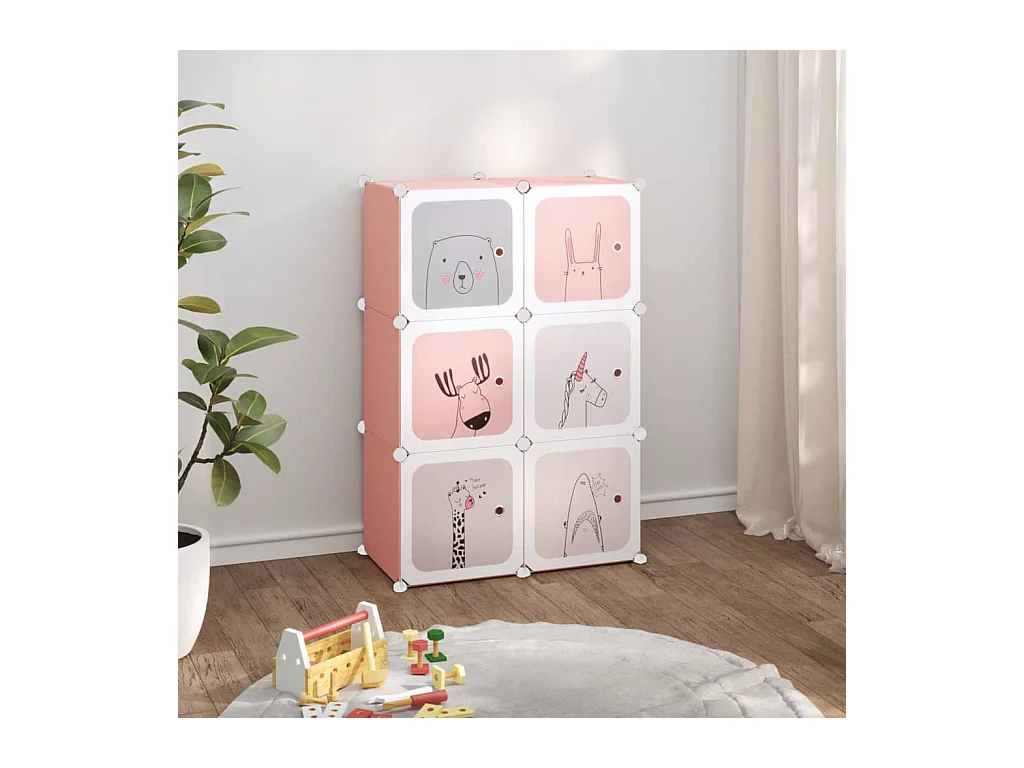 Armoire de rangement pour enfants avec 6 cubes Rose PP FR74613