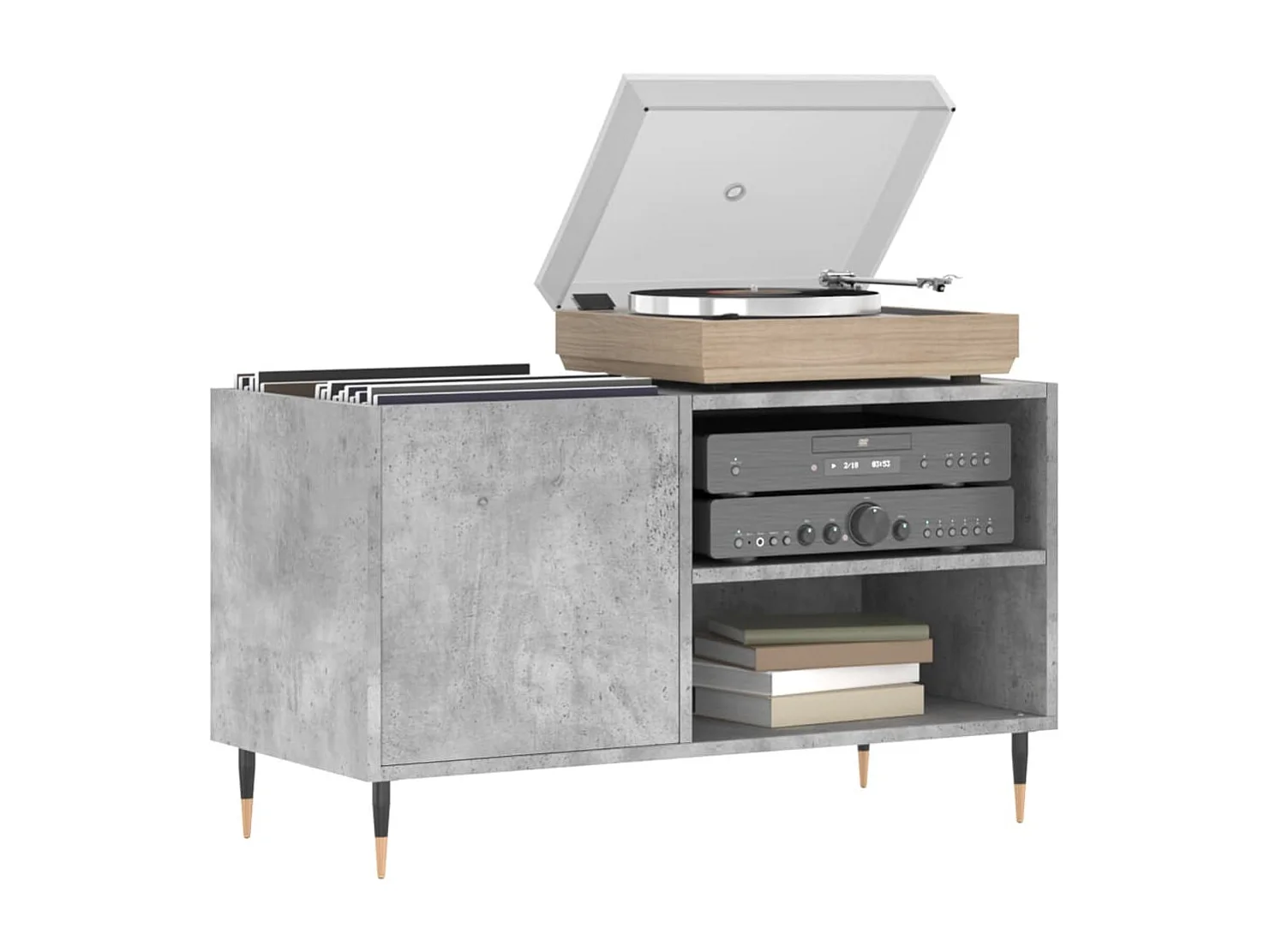 Armoire à disques gris béton 85x38x48 cm bois d'ingénierie FR85396