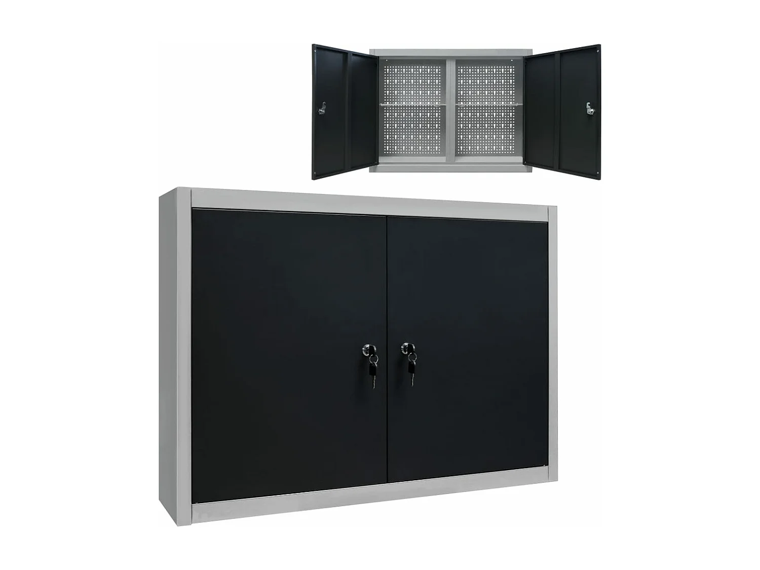 Armoire à outils murale Style Industriel Métal Gris et noir FR63319