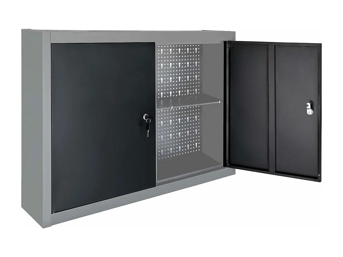 Armoire à outils murale Style Industriel Métal Gris et noir FR63319