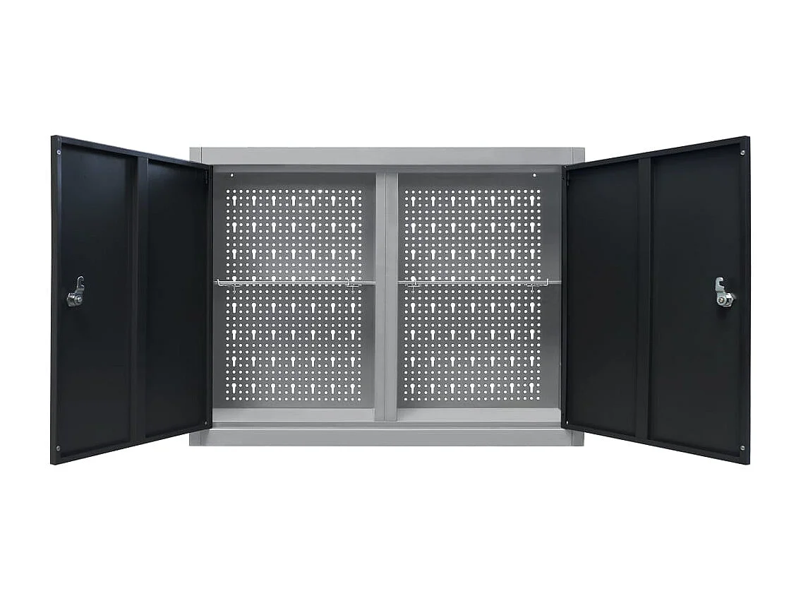 Armoire à outils murale Style Industriel Métal Gris et noir FR63319