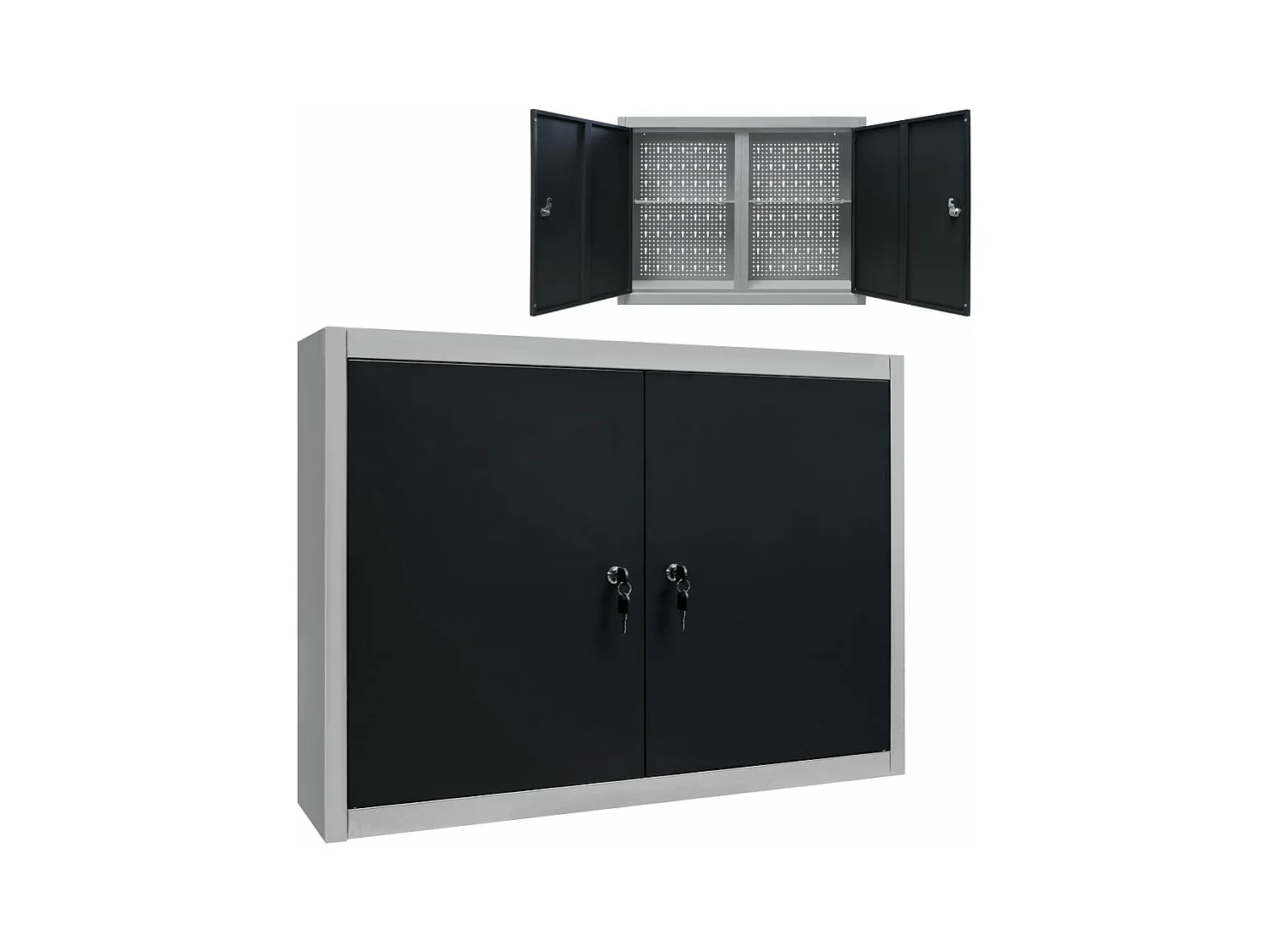 Armoire à outils murale Style Industriel Métal Gris et noir FR63319