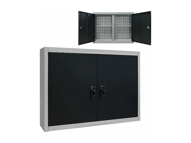 Armoire à outils murale Style Industriel Métal Gris et noir FR63319