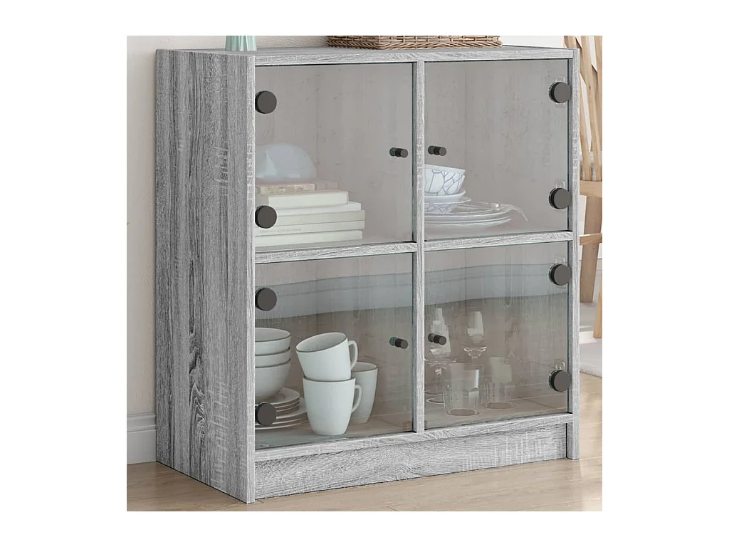 Armario auxiliar puertas de vidrio gris Sonoma 68x37x75,5 cm ES553361