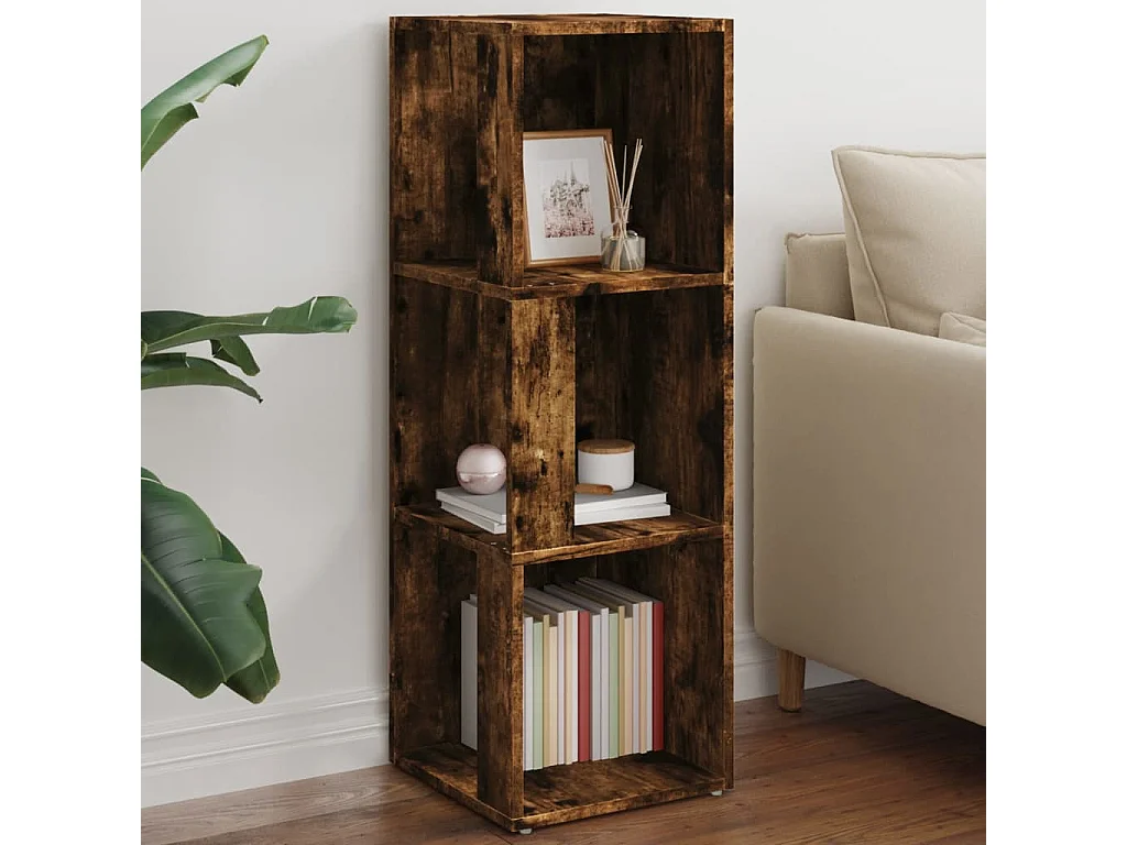 Armoire d'angle Chêne fumé 33x33x100 cm Bois d'ingénierie FR91887