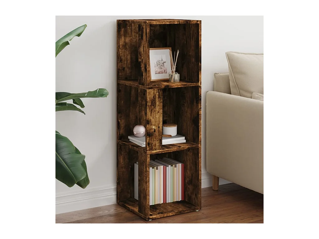 Hoekkast 33x33x100 cm bewerkt hout gerookt eikenkleurig BE226514