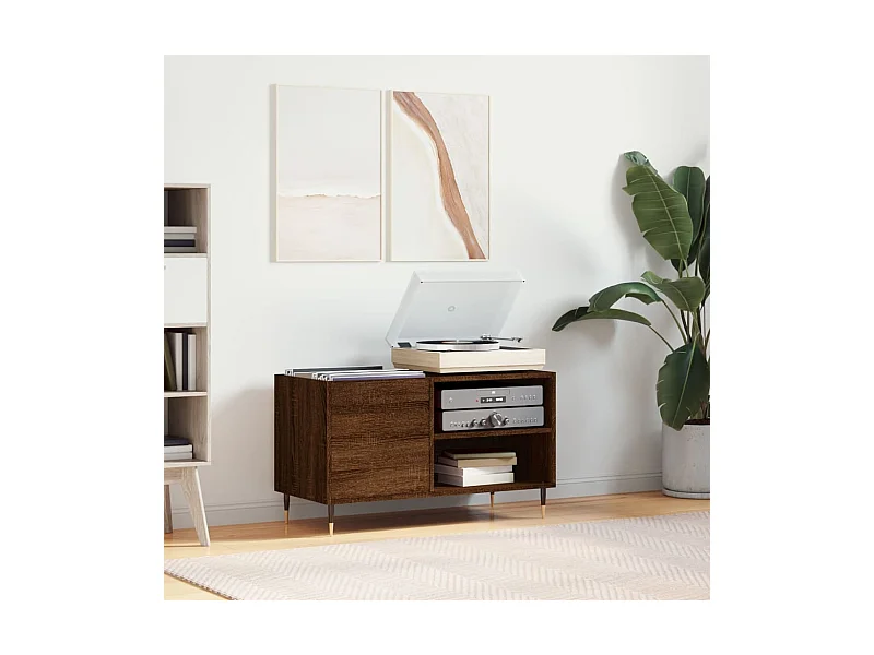 Armoire à disques chêne marron 85x38x48 cm bois d'ingénierie FR80309