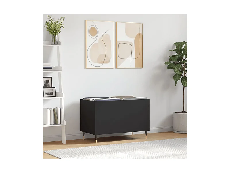 Armário para discos 74,5x38x48 cm derivados de madeira preto PT375202