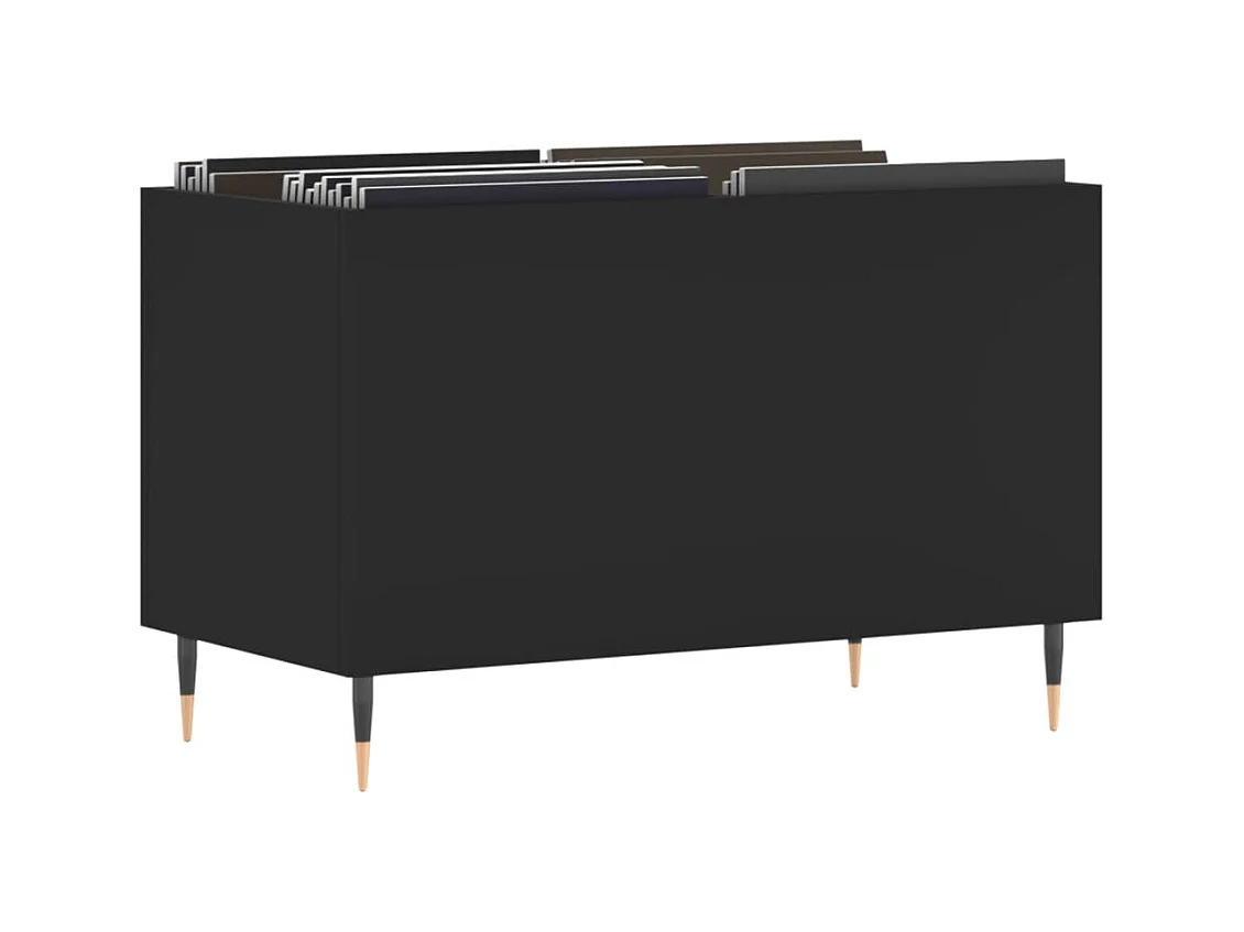 Platenkast 74,5x38x48 cm bewerkt hout zwart BE169142