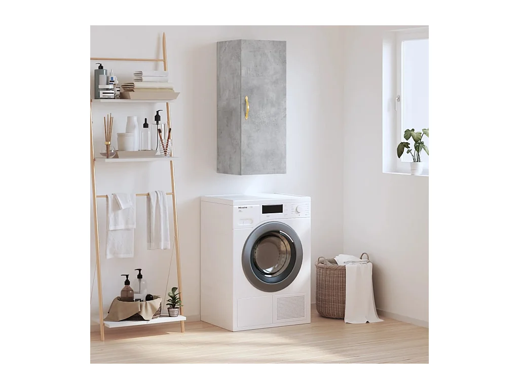 Armario de pared gris hormigón 34,5x34x90 cm ES493333