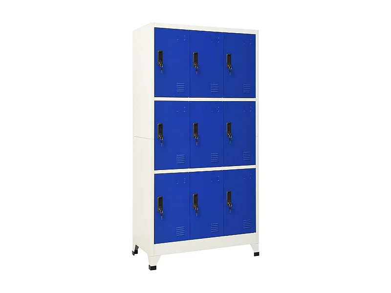 Lockerkast 90x45x180 cm staal grijs en blauw BE783325