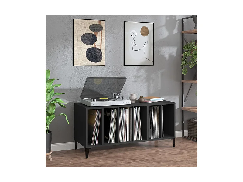 Armário para discos 100x38x48 cm derivados de madeira preto PT219550