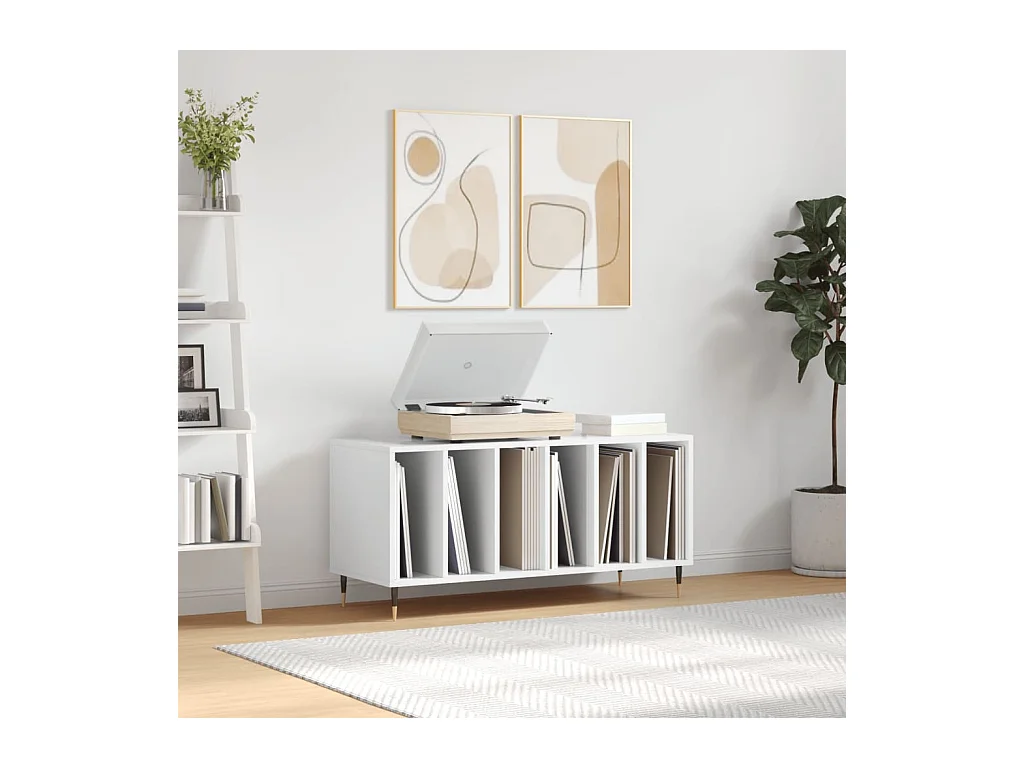 Armoire à disques blanc brillant 100x38x48 cm bois d'ingénierie FR46822