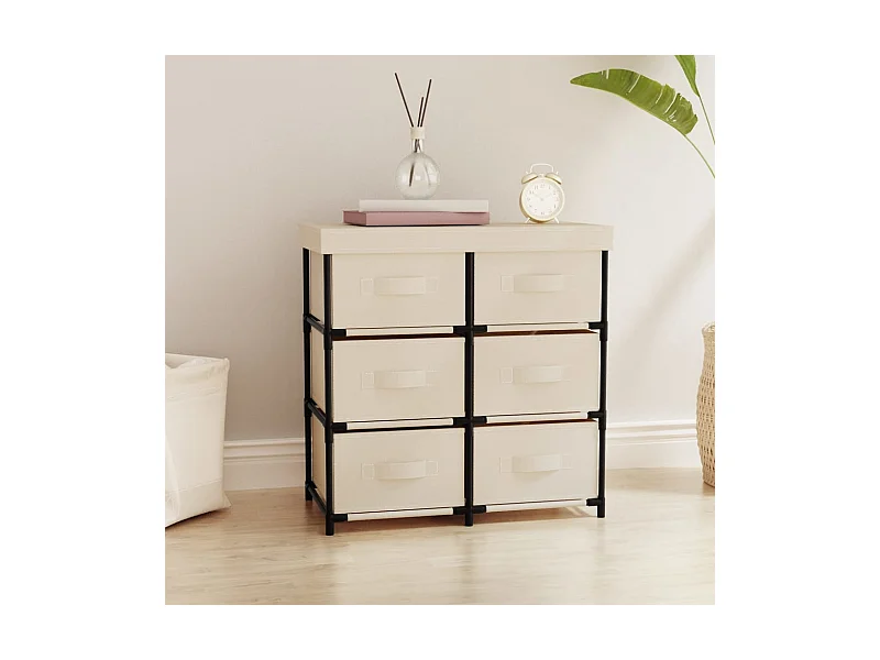 Armário de arrumação com 6 gavetas 55x29x55 cm aço cor creme PT916137