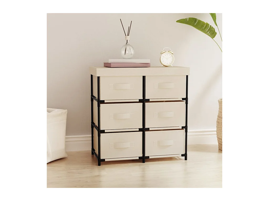 Armoire de rangement avec 6 tiroirs 55x29x55 cm Crème Acier FR68871