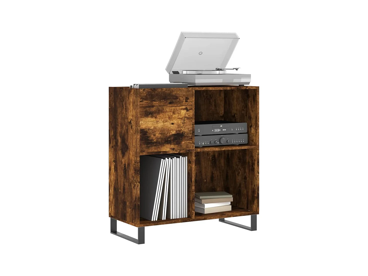 Armoire à disques chêne fumé 84,5x38x89 cm bois d'ingénierie FR25872