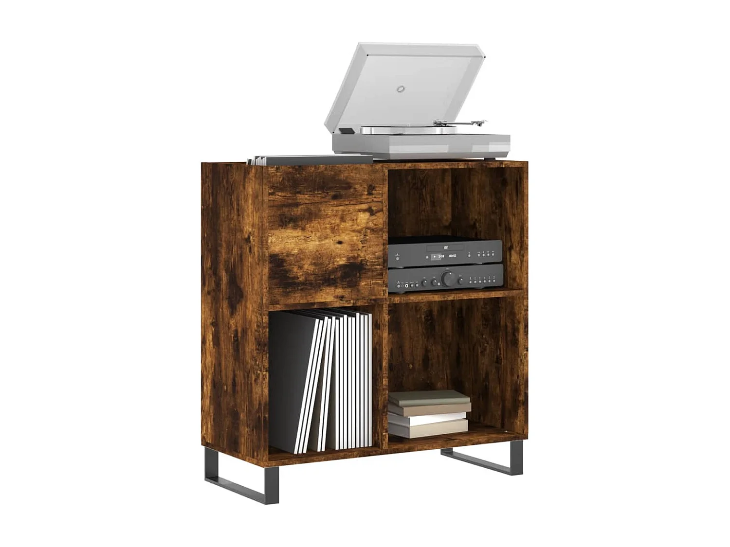 Armoire à disques chêne fumé 84,5x38x89 cm bois d'ingénierie FR25872