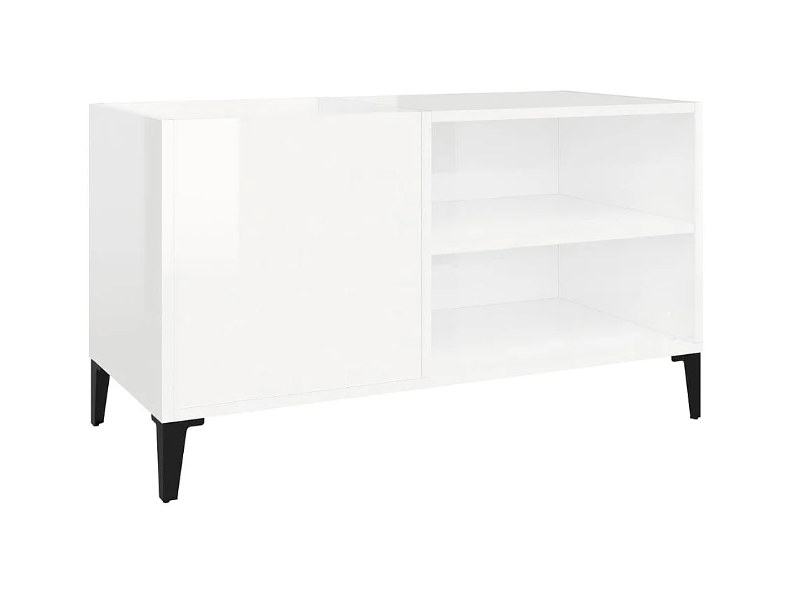 Armoire à disques blanc brillant 84,5x38x48cm bois d'ingénierie FR20967