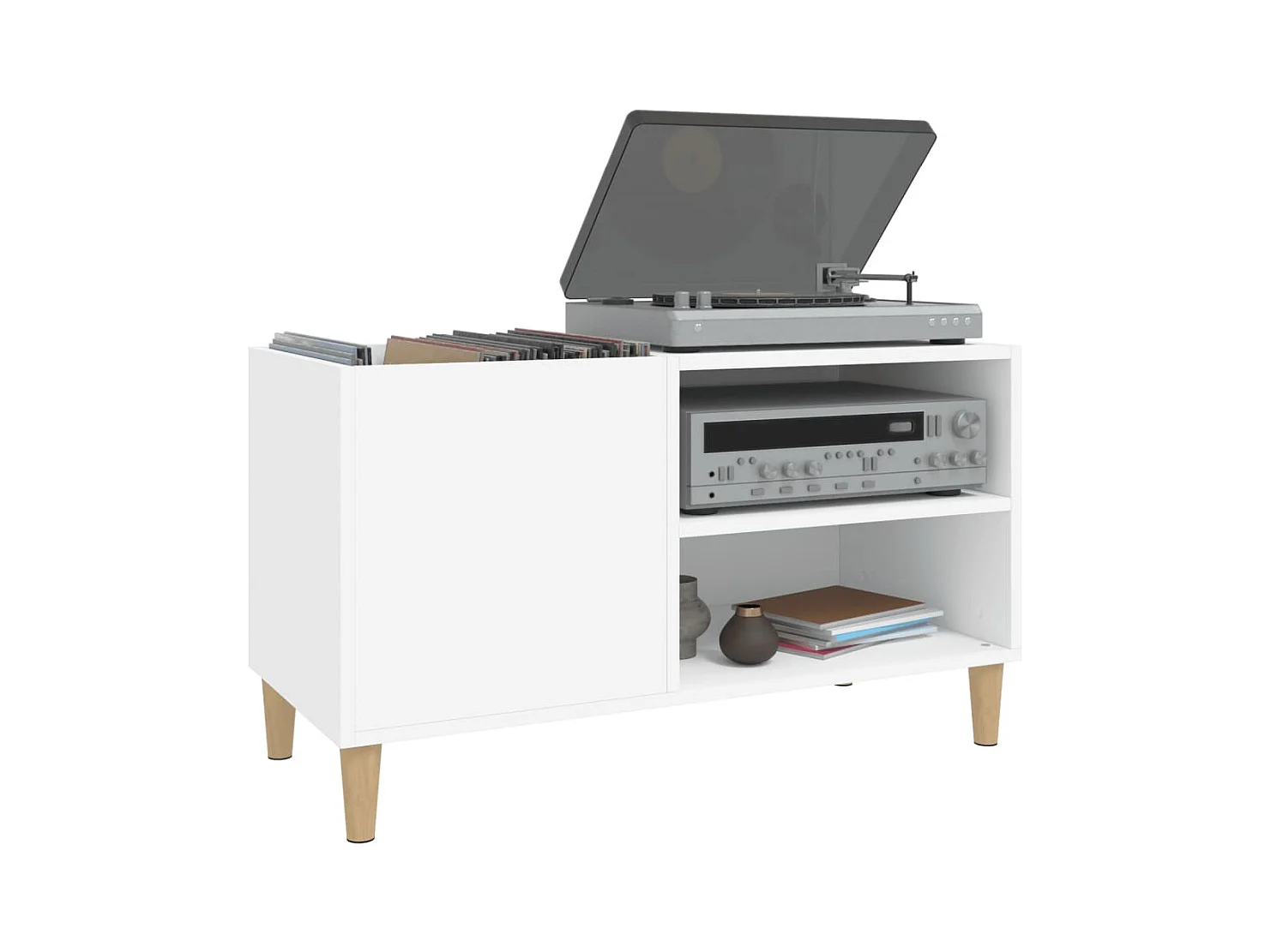 Armoire à disques blanc 84,5x38x48 cm bois d'ingénierie FR74021