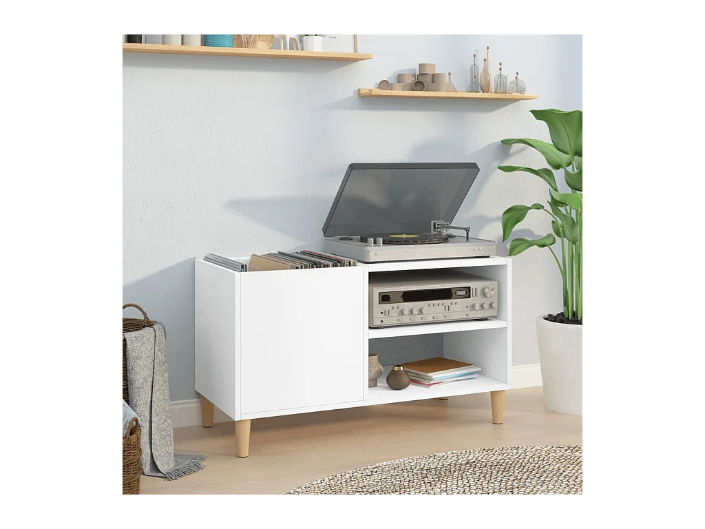 Armoire à disques blanc 84,5x38x48 cm bois d'ingénierie FR74021